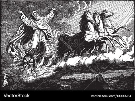 Elijah taken up to heaven in a chariot of fire Vector Image