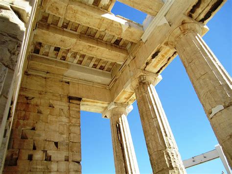 Interior Architecture of Acropolis Parthenon Tall Columns and High Ceiling in Athens Greece ...