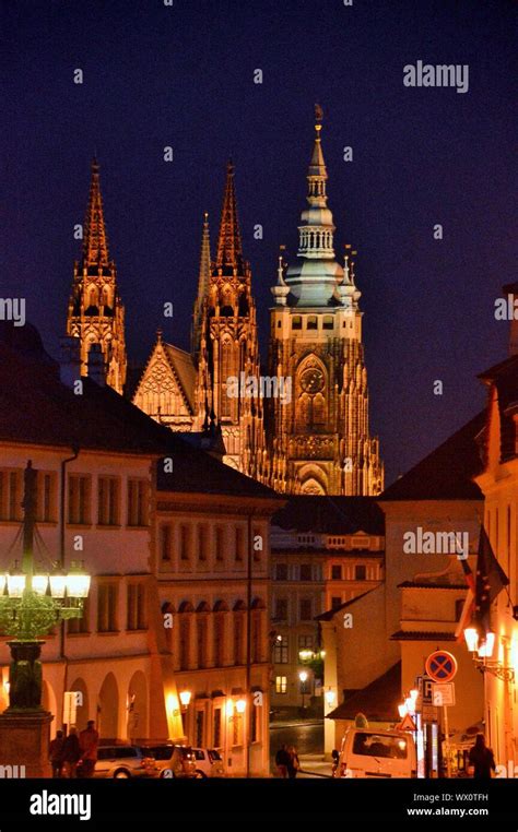 Prague skyline at night Stock Photo - Alamy