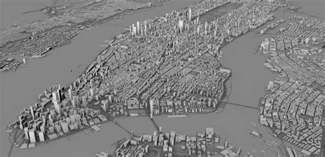 Vista Por Satélite De New York City, Mapa, 3d Edificios, Representación ...