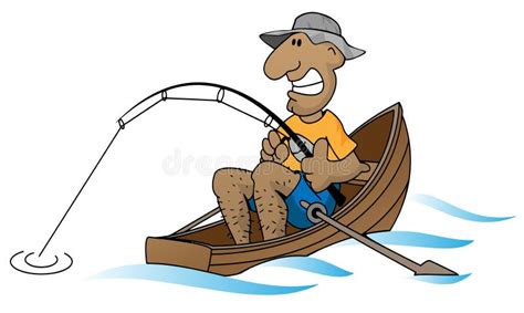 Cartoon Man Fishing in Boat Vector Illustration Stock Vector - Illustration of paddle, marine ...