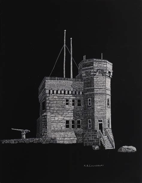 Cabot Tower - Signal Hill - St. John's - Scratchboard Cabot Tower, Signal Hill, Scratchboard Art ...