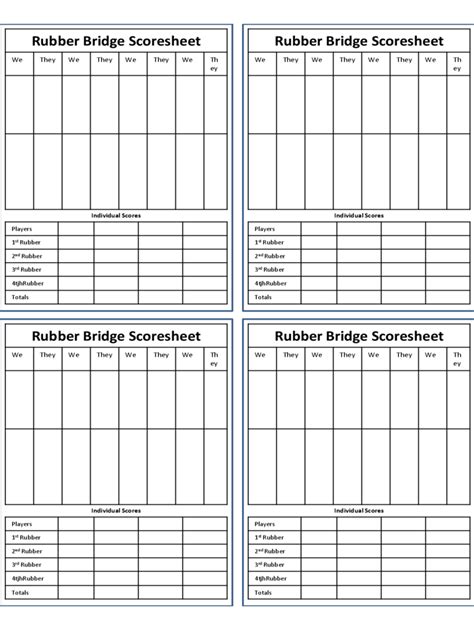 Free Printable Bridge Score Sheets - Printable Word Searches