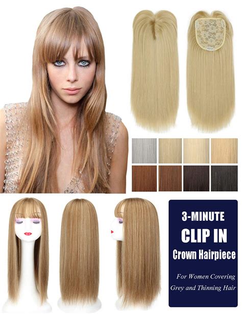 Synthetic Hair Toppers for Women 22" Long Straight Clip on Crown Wiglet ...