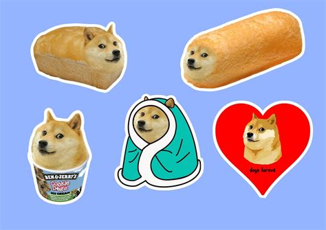 Doge Dog Bread Icecream Stickers X5 Meme Funny Internet | Etsy