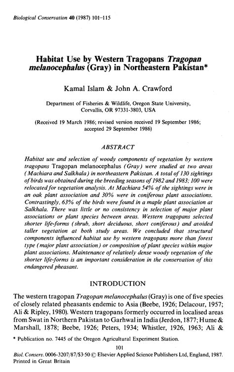 (PDF) Habitat use by western tragopans Tragopan melanocephalus (Gray ...
