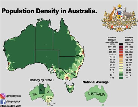 Population Density map of Australia. : MapPorn