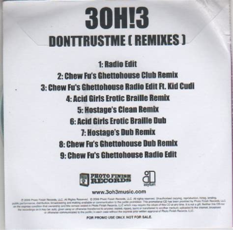 3OH!3 - Don't Trust Me (Remixes) (2009, CDr) | Discogs