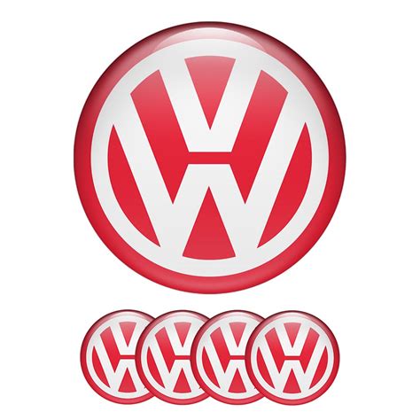 VW Volkswagen Silicone Stickers Center Hub Red Classic | Wheel Emblems ...