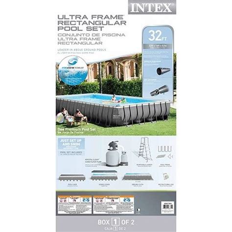 Intex Ultra Frame 32' x 16' Rectangle Metal Frame Pool with Sand Filter Pump | Rectangular pool ...