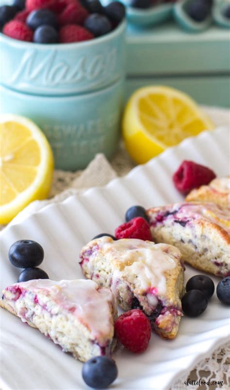 Mixed Berry Scones with a Lemon Glaze - A Latte Food