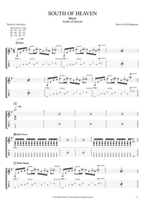 South of Heaven Tab by Slayer (Guitar Pro) - Full Score | mySongBook