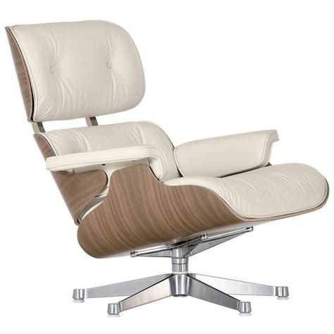 Vitra Eames Lounge Chair, classic size, white walnut - white leather ...