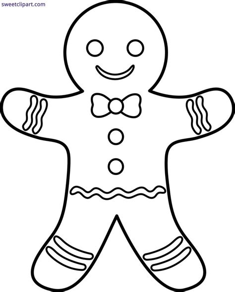 Gingerbread Man Outline Clipart - Sweet ... | Gingerbread man coloring ...