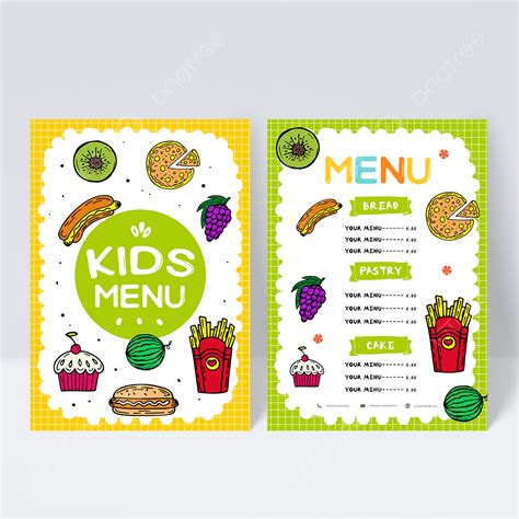 Gambar Warna Desain Menu Makanan Anak Anak Yang Lucu Templat untuk ...