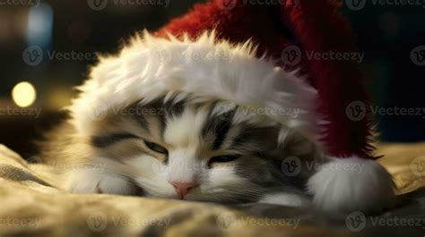 Cute kitten wearing a santa hat. 26810208 Stock Photo at Vecteezy