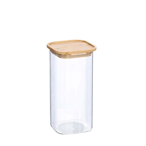 Bocal de conservation carré en verre 1,6 L - h 22 cm - ON RANGE TOUT