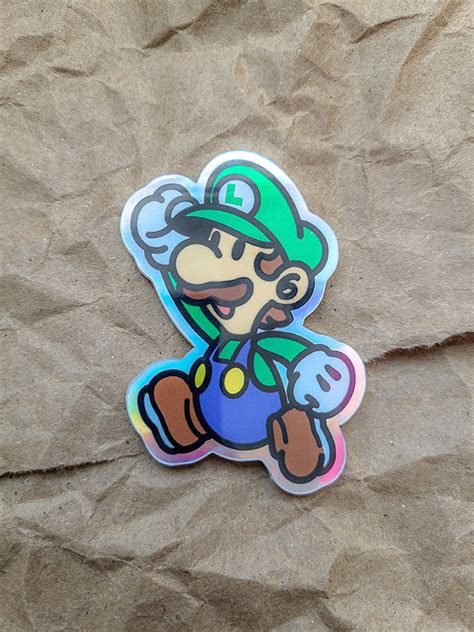 Paper Luigi Mini Holographic Sticker - Etsy