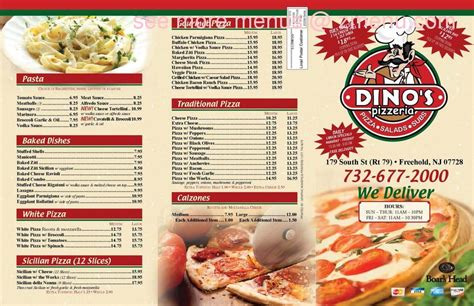 Online Menu of DinoÕs Pizzeria Restaurant, Freehold, New Jersey, 07728 ...