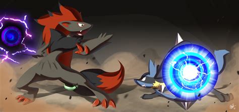 Lucario VS Zoroark by Lanmana on DeviantArt