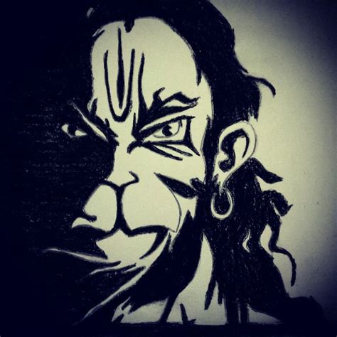 Angry Hanuman Pencil Sketch