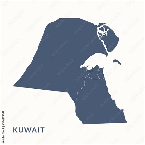 Map of Kuwait. Kuwait map vector illustration. Stock Vector | Adobe Stock