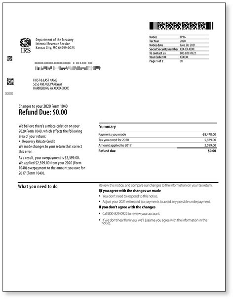 IRS Audit Letter CP16 – Sample 1