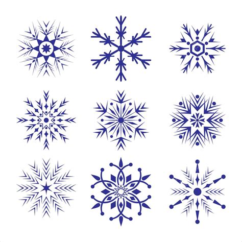 Set Of Snowflakes Symmetry Blue Design Vector, Symmetry, Blue, Design PNG and Vector with ...