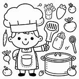Chef Coloring Pages Kids Hat Colouring Drawing Printable Community  sketch template