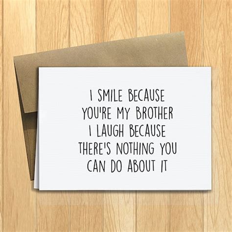 PRINTED I Smile Because You're My Brother 5x7 Greeting Card - Funny ...