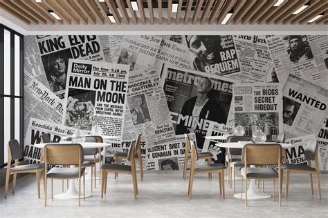 Newspaper Wallpaper Peel and Stick Wallpaper Newspaper Wall - Etsy