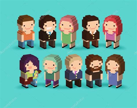 Pixel Art Cartoon-Figuren - Vektorgrafik: lizenzfreie Grafiken ...