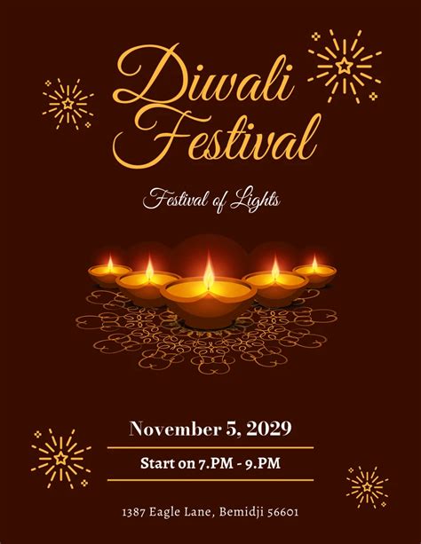 Brown And Gold Minimalist Diwali Festival Invitation - Venngage