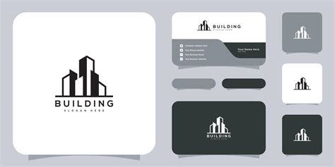 building logo vector design and business card 7994955 Vector Art at Vecteezy