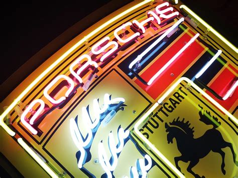 PORSCHE neon light sign made from glass neon tubing