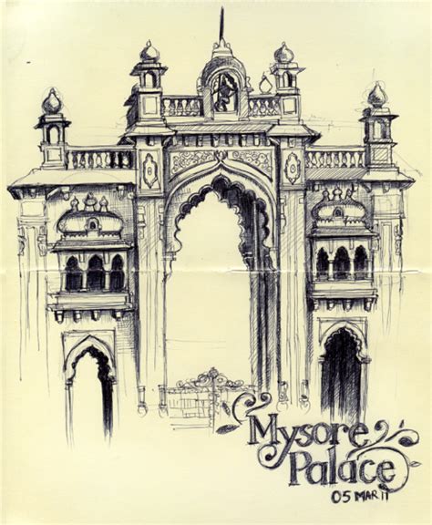 Mysore Palace - Entrance in 2024 | Architecture drawing sketchbooks, Indian art paintings ...