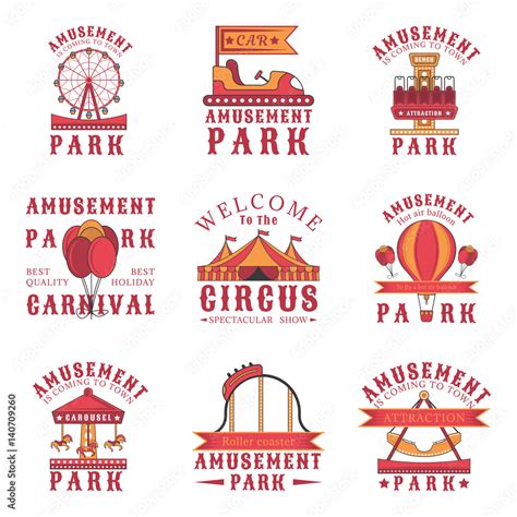 Set of amusement park logos Stock Vector | Adobe Stock