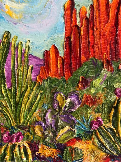 Arizona Desert 10 by 20 by 1 1/2 Inch Original Impasto Oil Painting by Paris Wyatt Llanso