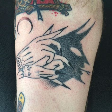 Hand-poked, Demon shadow puppet - Rachel Paton - Ritual tattoo - Denver CO | Tattoos, Shadow ...