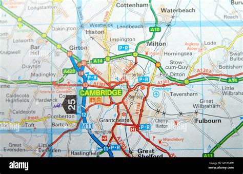 Road Map of Cambridge, England Stock Photo - Alamy