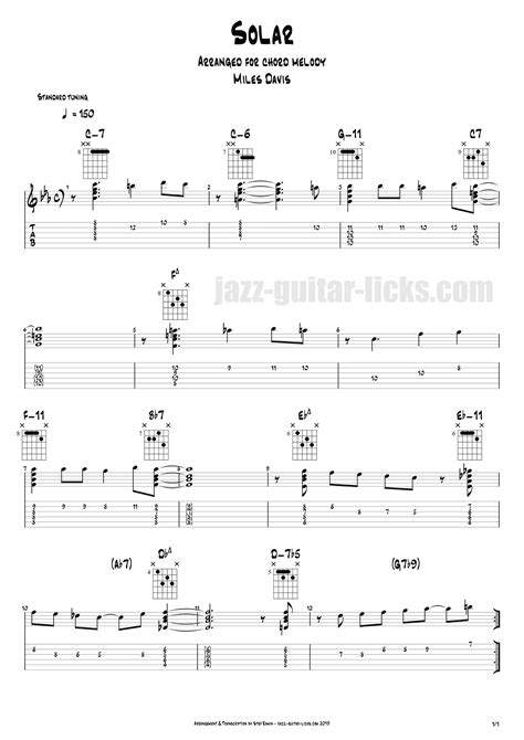 Solar - Miles Davis - Guitar Chord Melody tab and Analysis