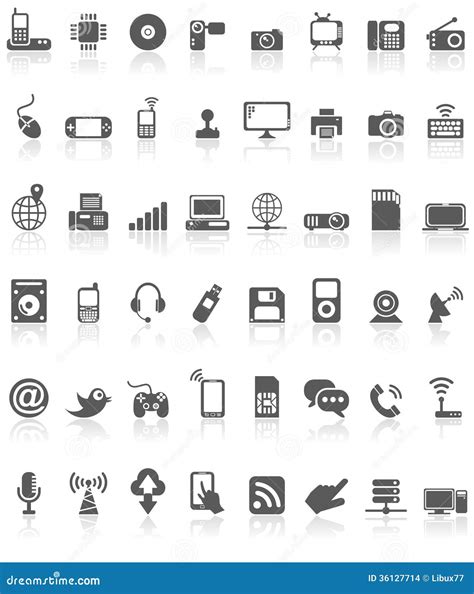 Computer Technology Icon Collection Black On White Stock Images - Image: 36127714