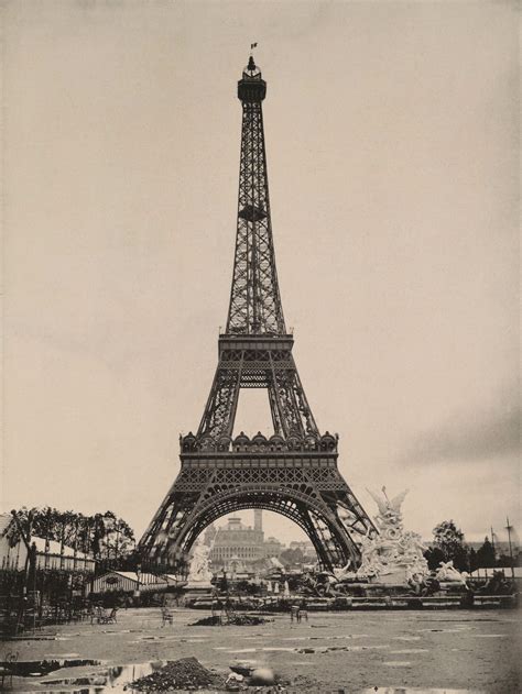 the eiffel tower is shown in black and white