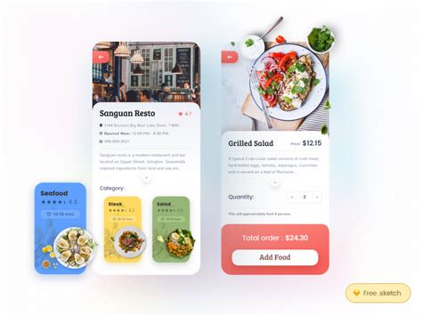 Restaurant and Menu Screens - Free Sketch Resource | Sketch Elements