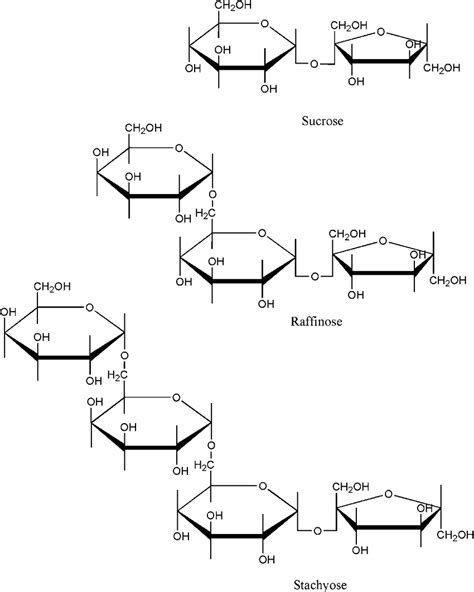 Examples of the main soybean oligosaccharides, raffinose and stachyose ...