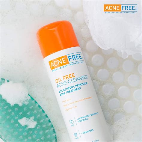 Acne Free Oil-Free Acne Cleanser, Benzoyl Peroxide 2.5% Acne Face Wash with Glycolic Acid to ...