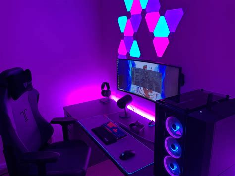 Purple And Blue Gaming Setup - Setup Gaming Couple Gamer Game | Istrisist