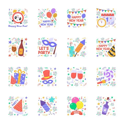 Happy new year 2023 stickers design in modern and trendy style 16280159 ...