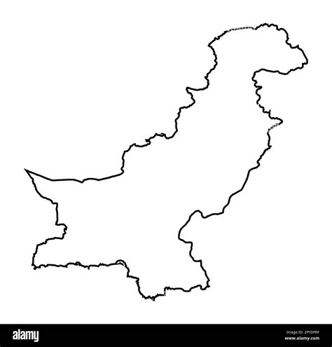 Outline map of Pakistan in outline silhouette on a white background ...