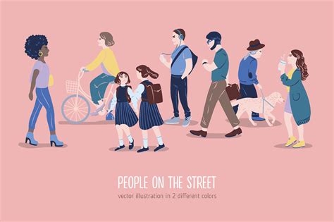 People on the street illustration | Custom-Designed Illustrations ~ Creative Market